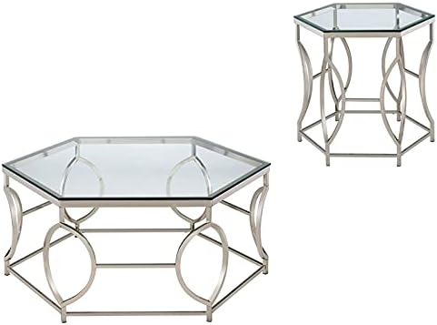 2-Piece Chrome Metal Coffee Table Set N670