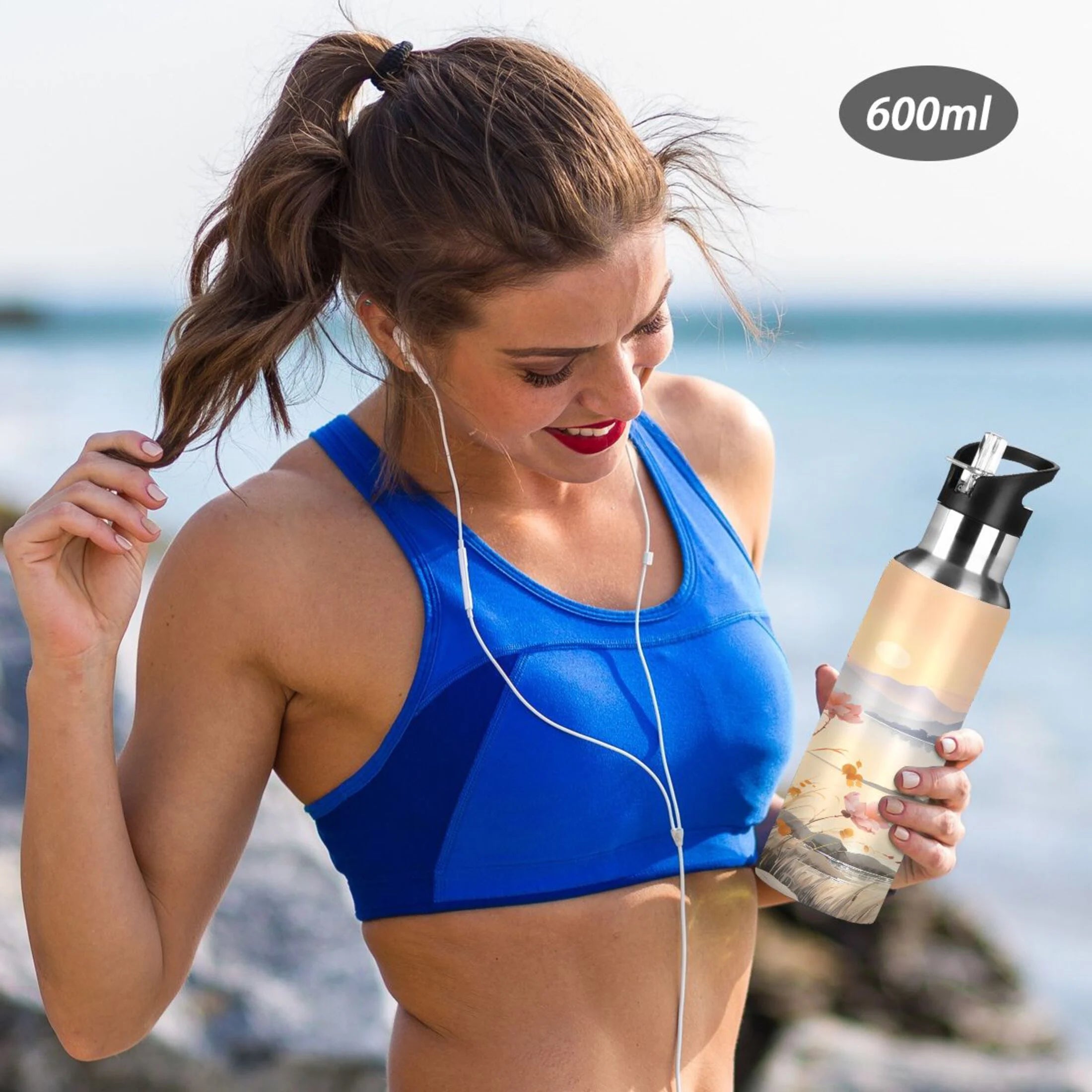 Stainless Steel Insulated Thermos Vacuum Flask Water Bottle with Straw Lid M5311