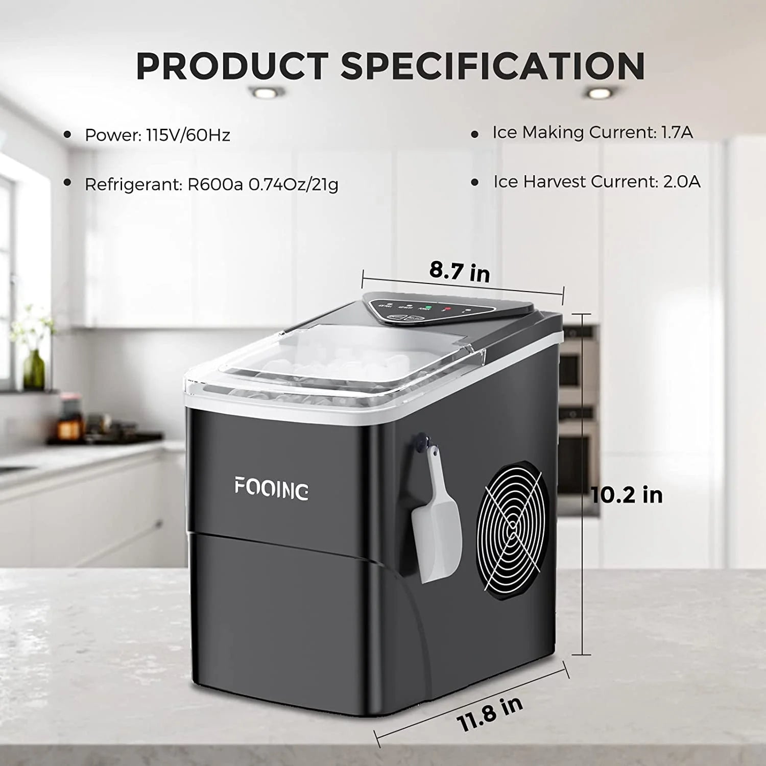 Black Portable Ice Maker Machine W9145