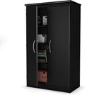 Solid Black 2-Door Storage Cabinet with Adjustable Shelves F62857