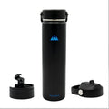 24 Oz Black Stainless Steel Vacuum Insulated Bottle with 3 Lids C523058