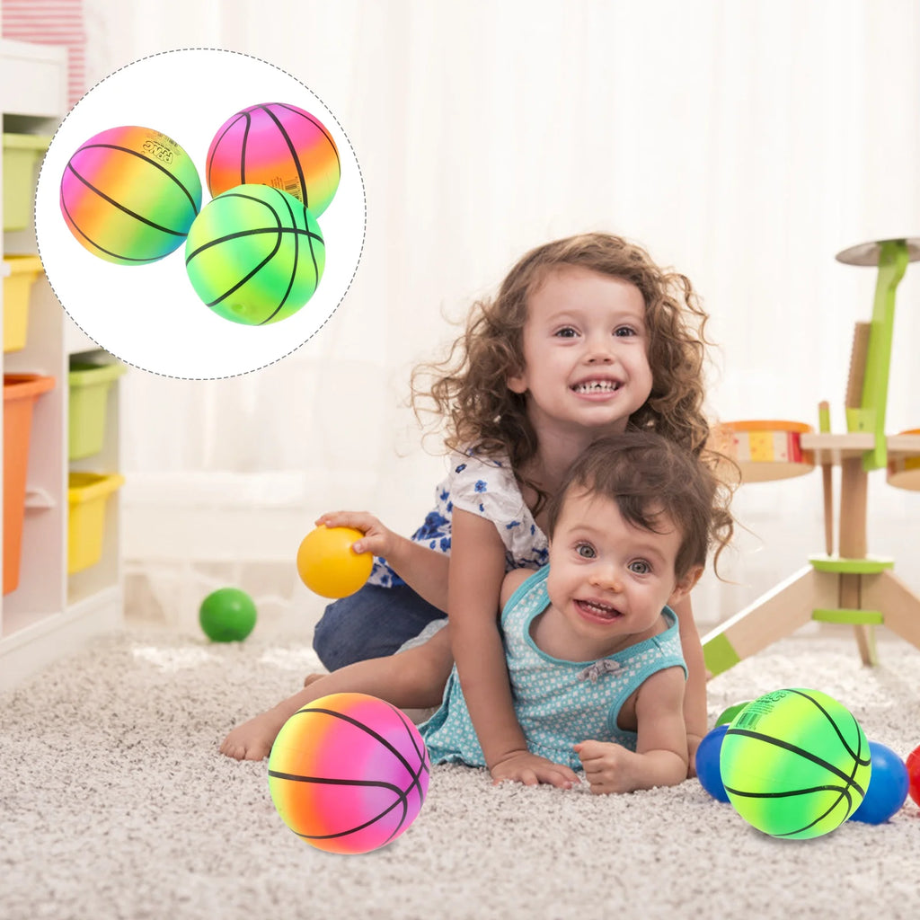 3 Pcs 16 CM Rainbow Balls Elastic PVC Beach Play Ball J7069