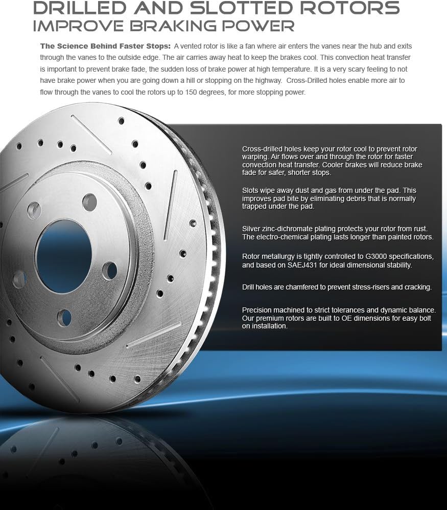 Premium D/S 5 Lug Brake Rotors + Ceramic Brake Pads + Hardware Z315672