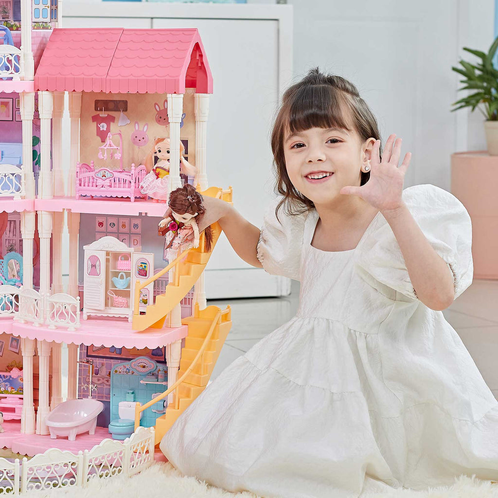 4 Layers 11 Rooms Dollhouse with Light R765