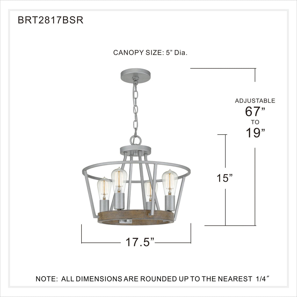 Four Light Pendant Grey Ash C451