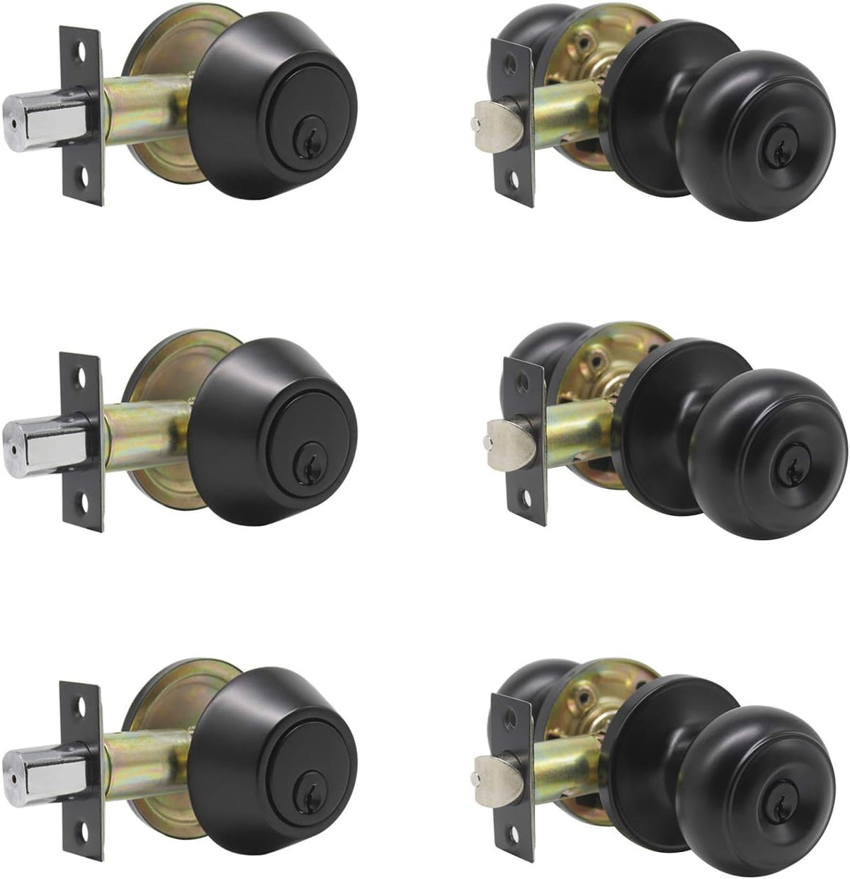 Oil Rubbed Bronze Entry Door Knob and Double Cylinder Deadbolt Lock Combo Set, Set of 4 A94951