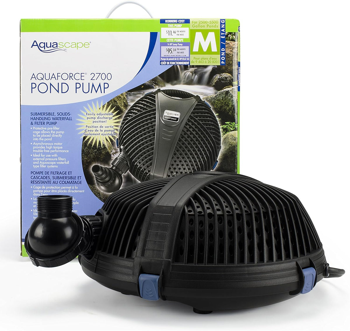 Black AquaForce 2700 Asynchronous Pump with Protective Cage, 2,695 GPH V973443