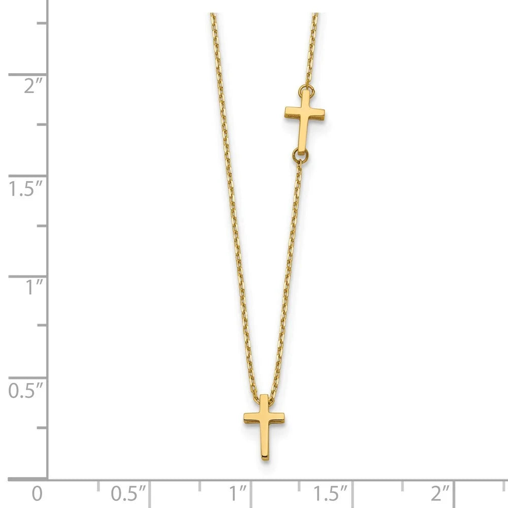 14k Gold Cross Pendant Necklace 18 Inch 5mm Wide B824