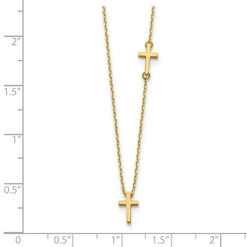 14k Gold Cross Pendant Necklace 18 Inch 5mm Wide B824