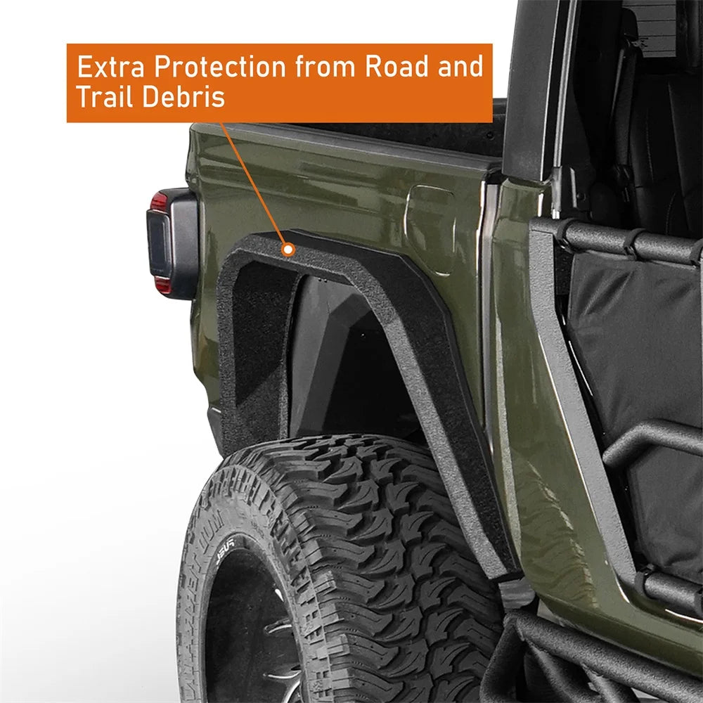 2Pcs Steel Rear Flat Wheel Fender Flares Guard Black P280