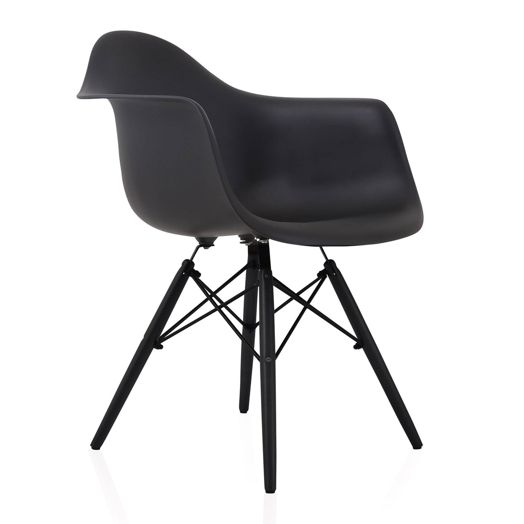 Set of 4 Black Molded Plastic Dining Arm Chair I151989