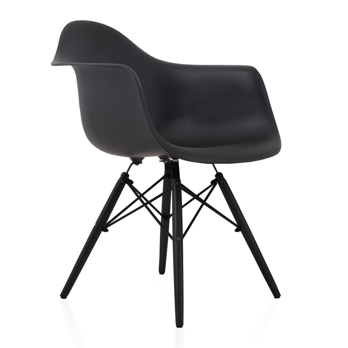 Set of 4 Black Molded Plastic Dining Arm Chair I151989
