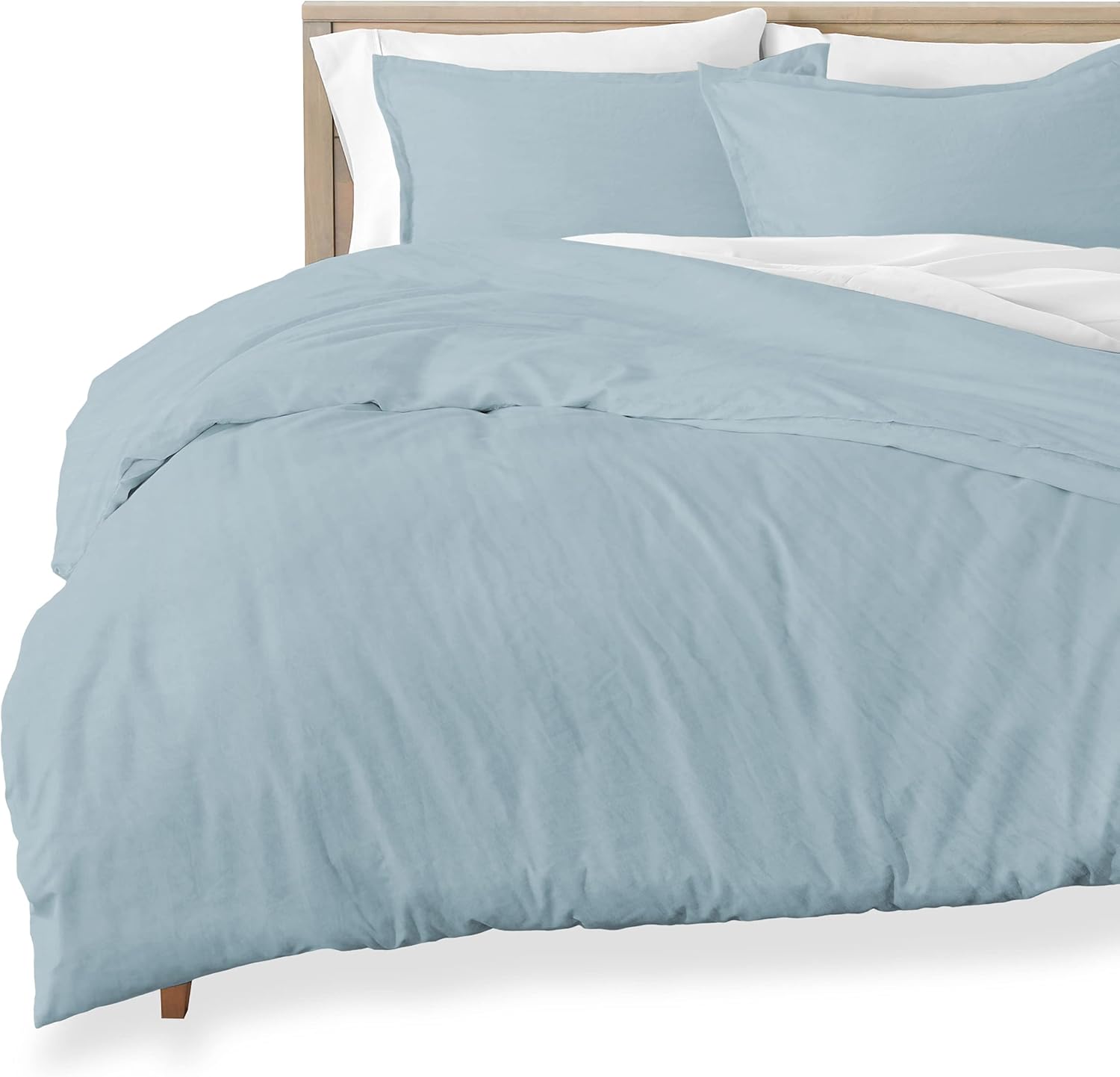 Queen Size Sandwashed White Brushed Microfiber Duvet Cover Pack of 2 L38347