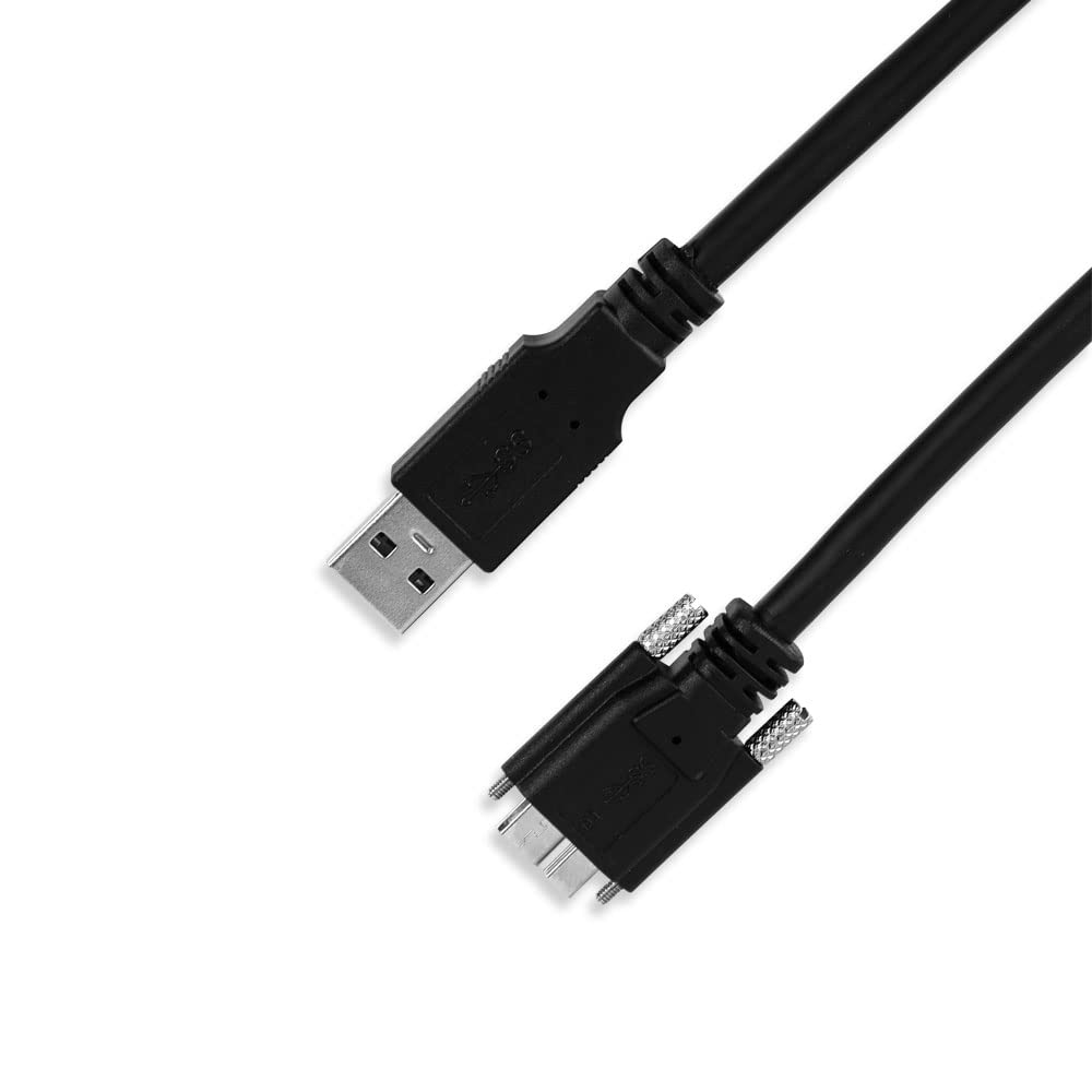 USB 3.0 Cable A/M to Micro B/M Dual Screw Locking Industrial Drag Chain Cable (1M) Pack of 2 L120161