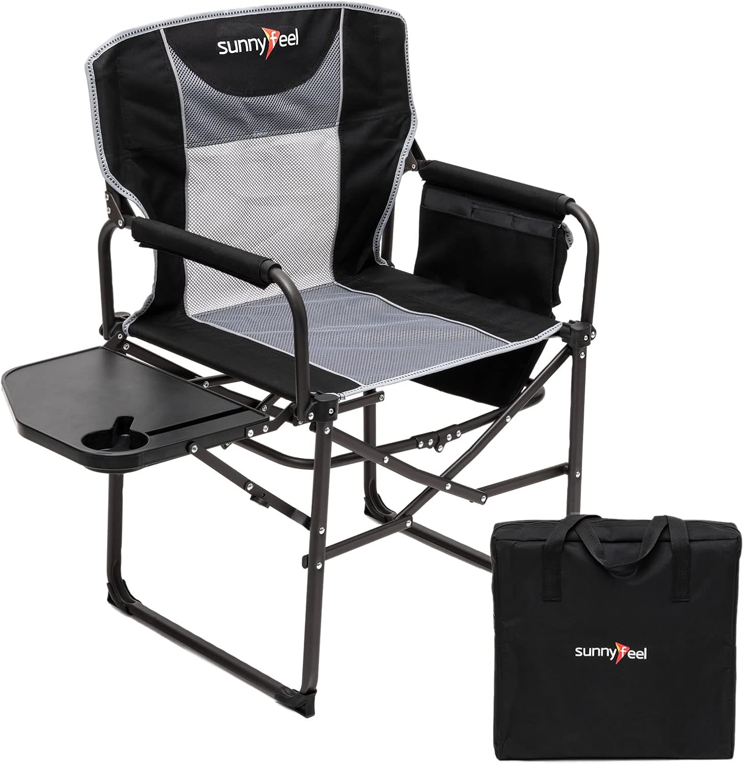 Oversized Heavy Duty Folding Camping Chair with Side Table D95957