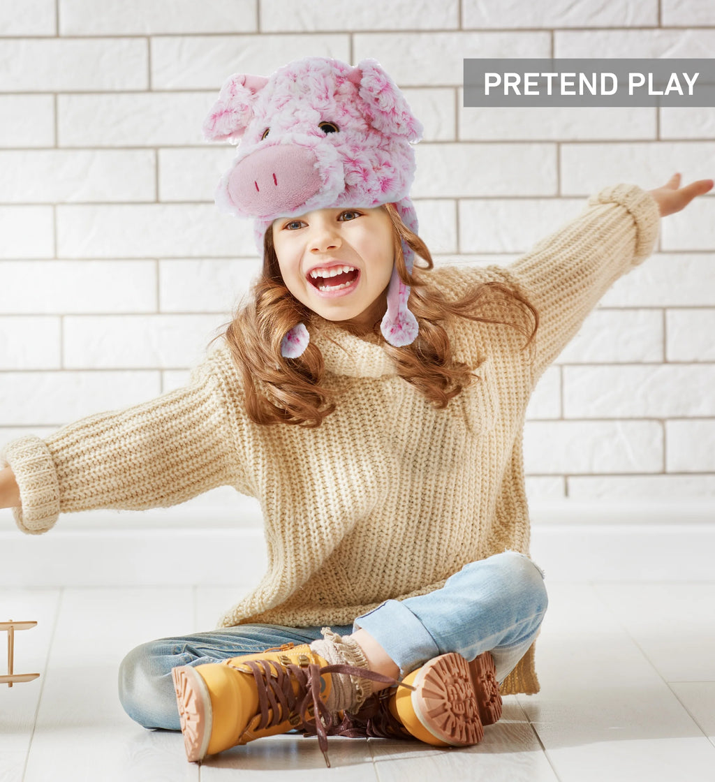 Pink Pig Plush Animal Winter Hat with Ear Flaps A5727