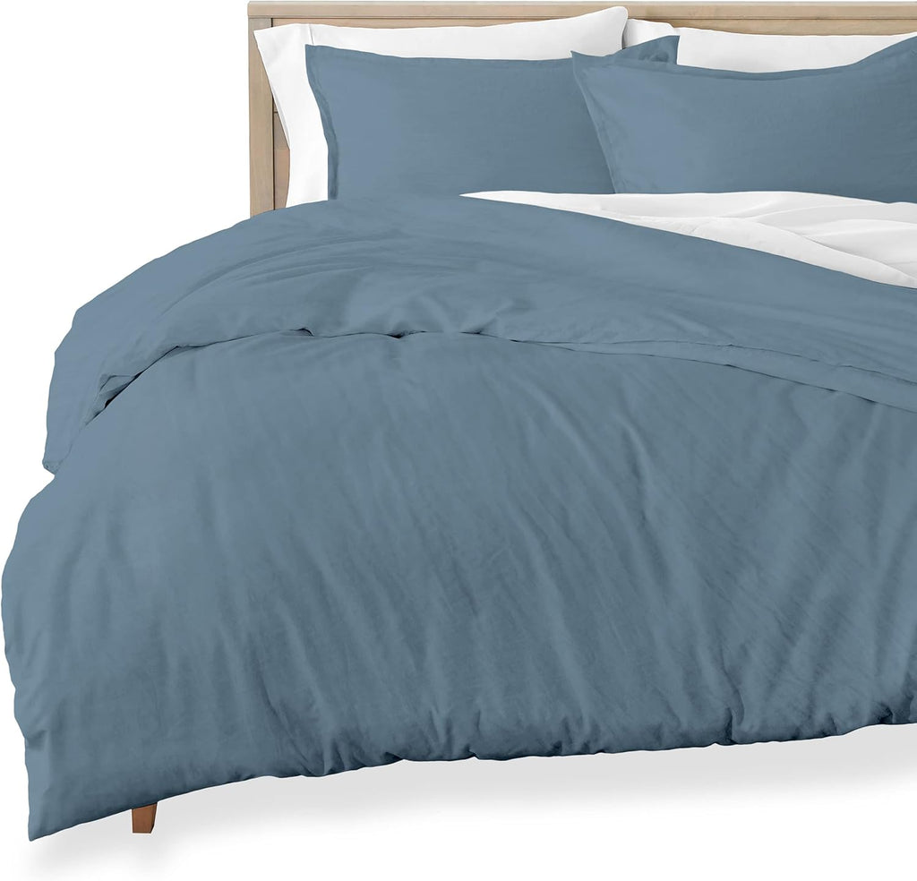 Queen Size Sandwashed White Brushed Microfiber Duvet Cover Pack of 2 L38347
