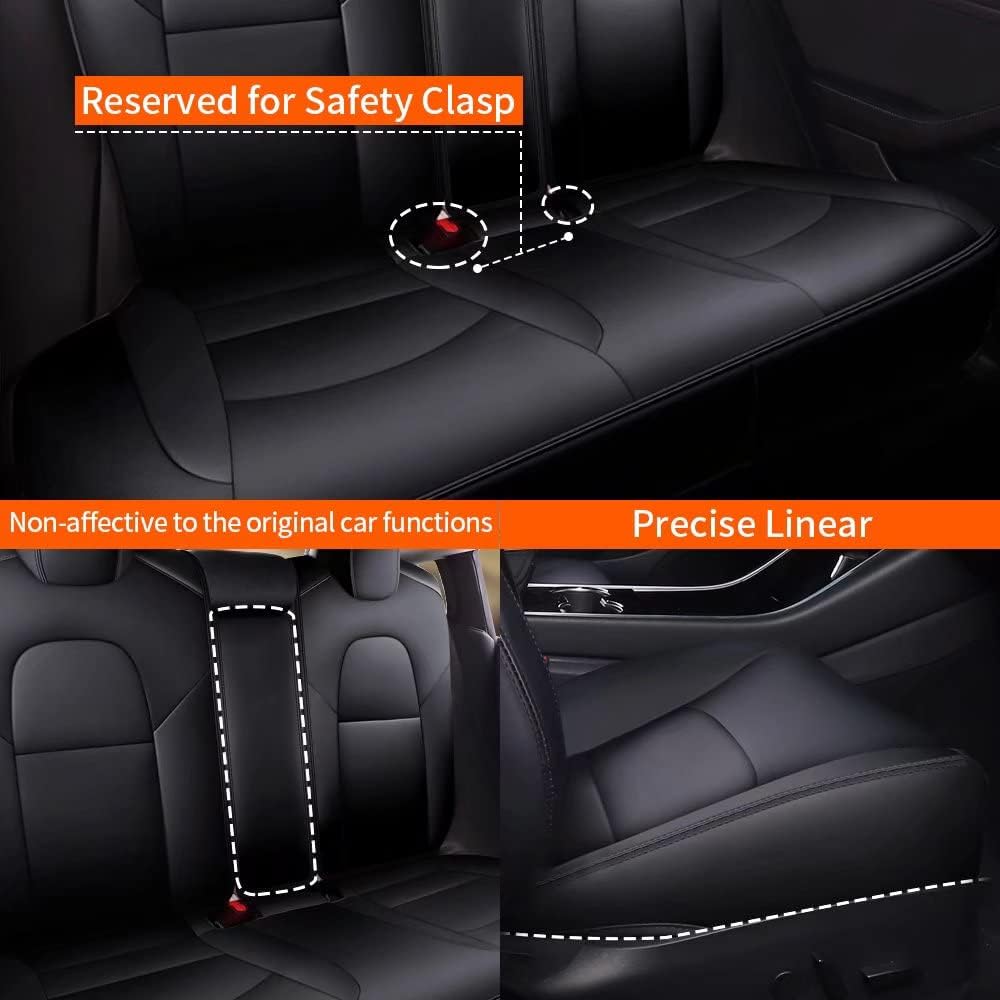 Faux Leather Car Seat Cover Full Set Front Rear Seat Black 5 Seats Z7529