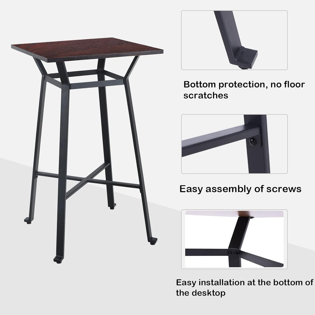 Solid Wood Bar Table with Metal Frame R796789