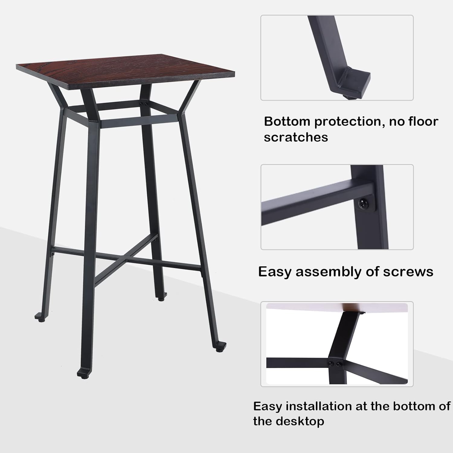 Solid Wood Bar Table with Metal Frame R796789