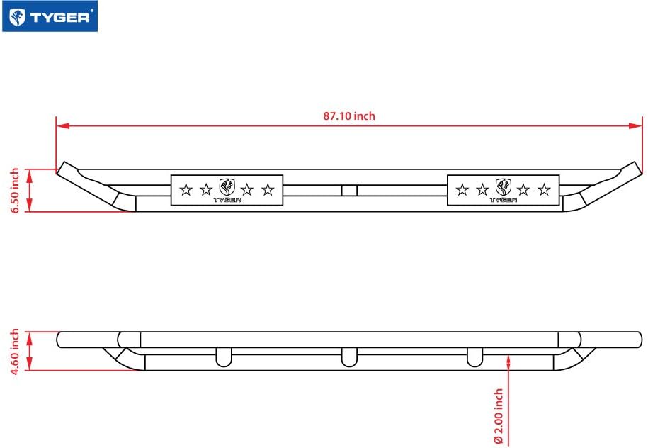 Textured Black Side Step Nerf Bars Running Boards J239190