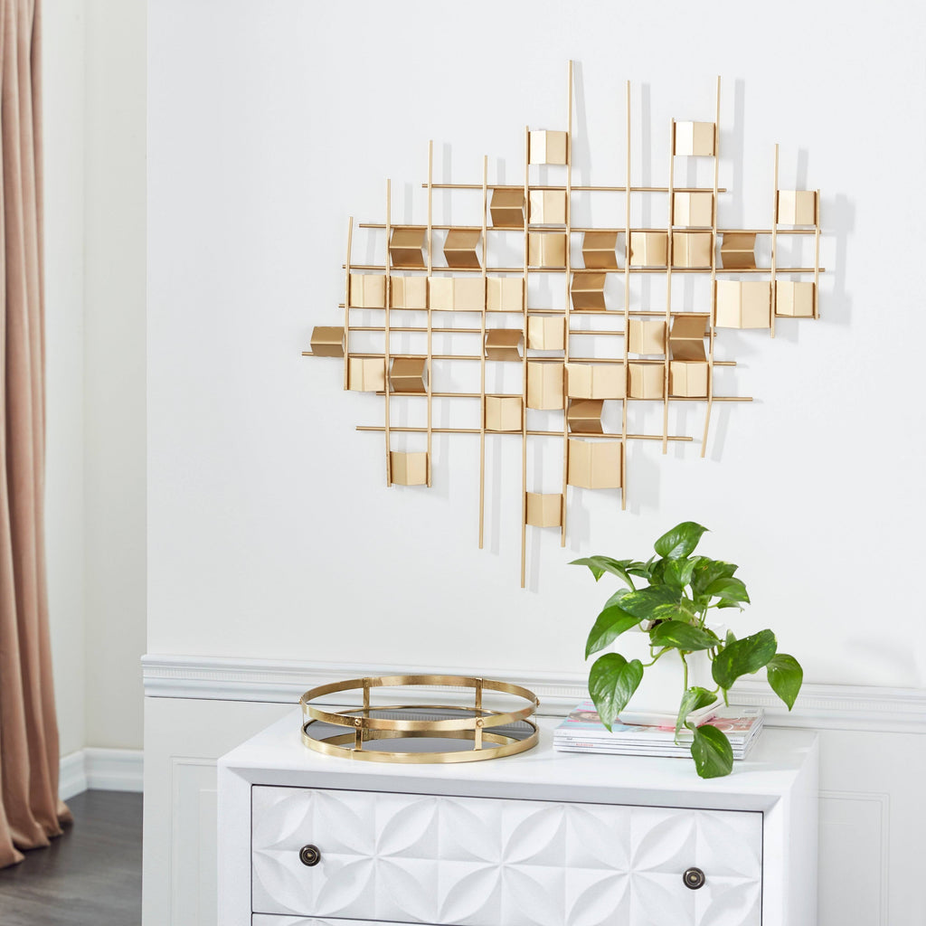 Abstract Angled Gold Metal Wall Decor P492017