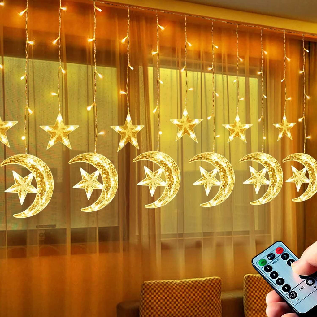 Warm White LED Curtain Lights with Remote Control J348093