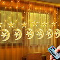Warm White LED Curtain Lights with Remote Control J348093