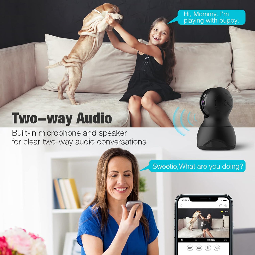 1080P Indoor WiFi Pet Camera with 2-Way Audio and Night Vision A197
