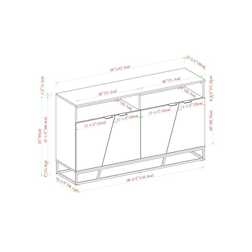 Angled Door Sideboard - Dark Walnut N337205