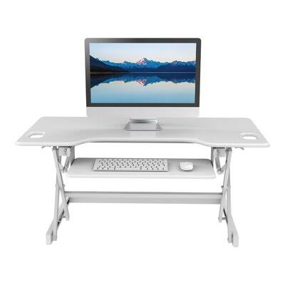 White Triple Monitor Riser Standing Desk Converter R43468