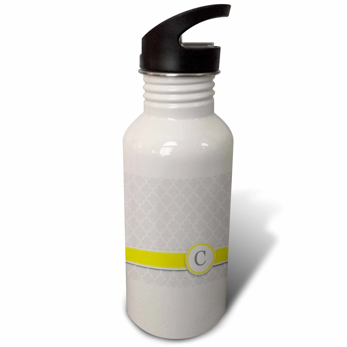 Grey Quatrefoil Pattern 21 oz Sports Water Bottle D65927