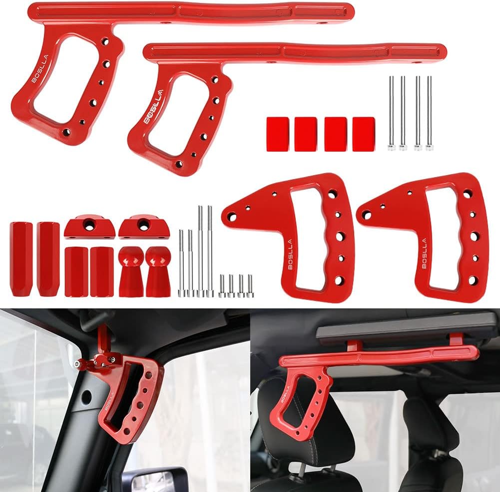 Front & Rear Roll Bar Grab Handles Kit for 2007-2018 Jeep Wrangler JK JKU Unlimited 4 Door Pack of 2 I77018