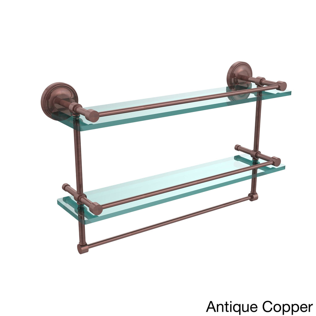Double Glass Shelf with Towel Bar - Antique Copper - 22 inch D879732