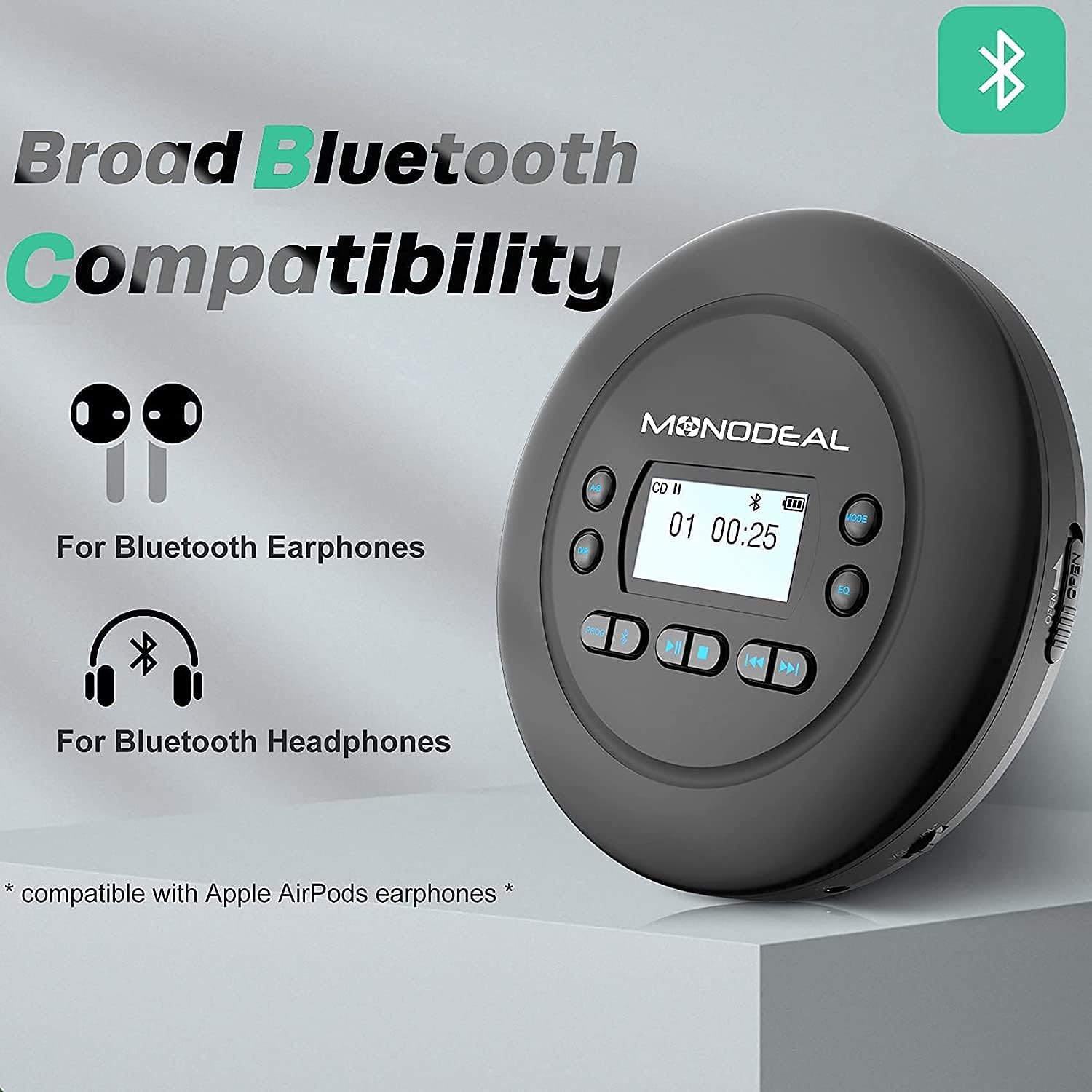 Portable Bluetooth CD Player with Headphones, Pack of 2 L1265