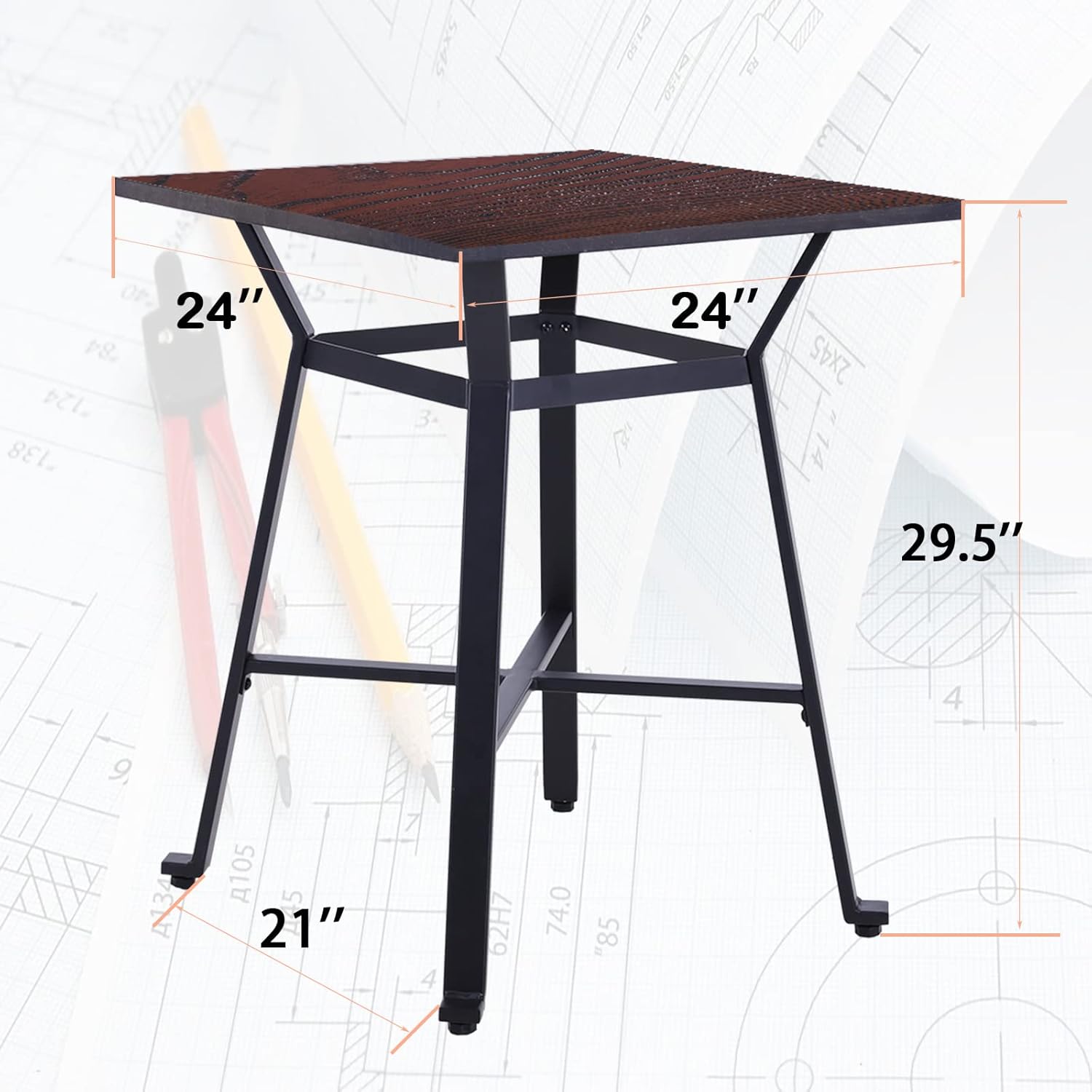 Solid Wood Bar Table with Metal Frame R796789