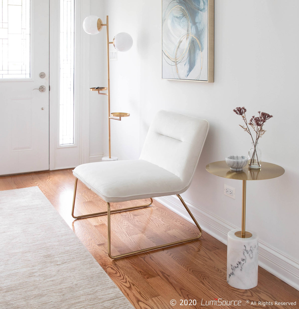Cream Velvet Accent Chair Z8418