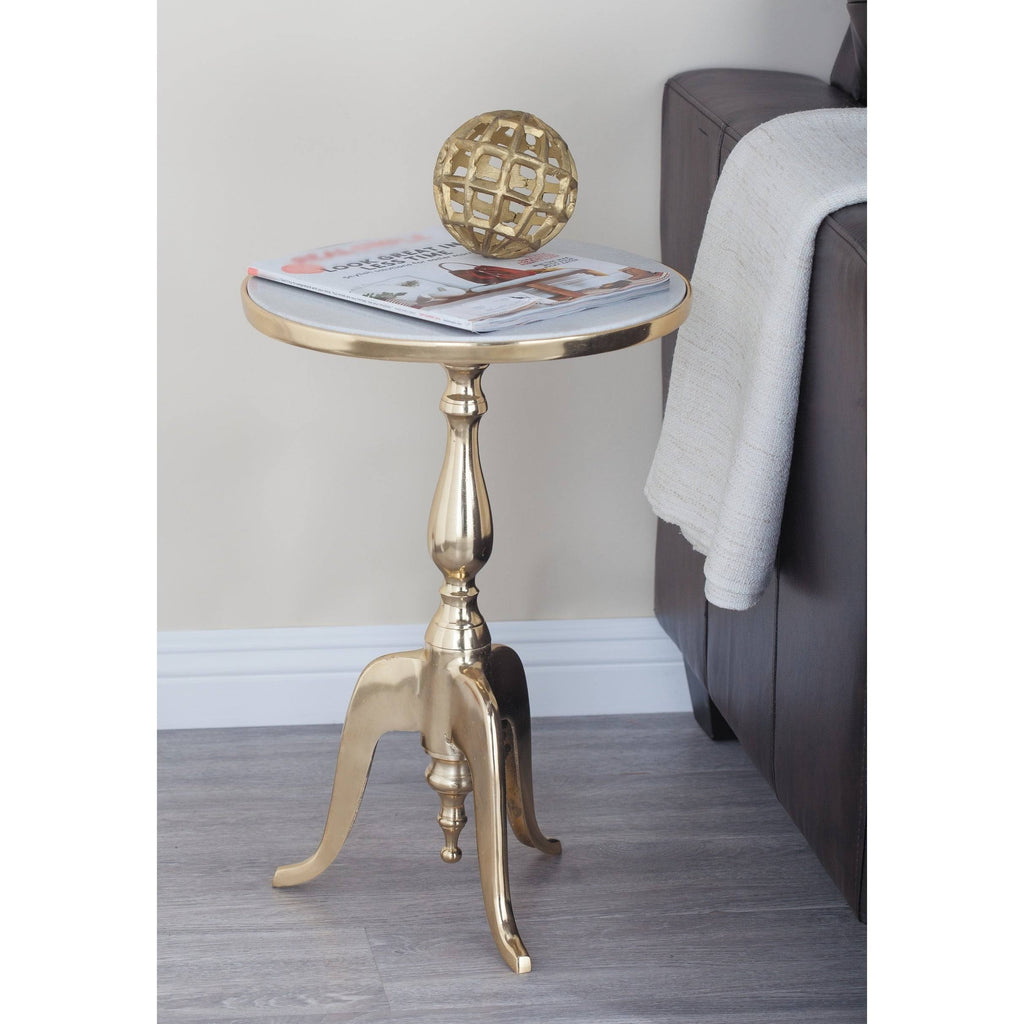 Marble Round Accent Table with Gold Stand Q14034