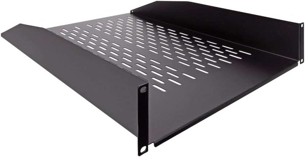 2U 19-Inch Heavy Duty Vented Rack Mount Cantilever Fixed Server Cabinet Shelf 22-Inches Deep Black Pack of 2 X895