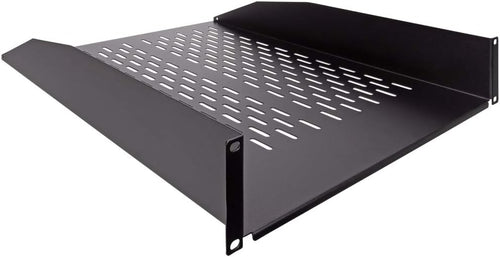2U 19-Inch Heavy Duty Vented Rack Mount Cantilever Fixed Server Cabinet Shelf 22-Inches Deep Black Pack of 2 X895