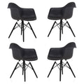 Set of 4 Black Molded Plastic Dining Arm Chair I151989