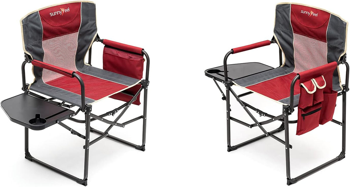 Heavy Duty Oversized Portable Folding Chair with Side Table Z583
