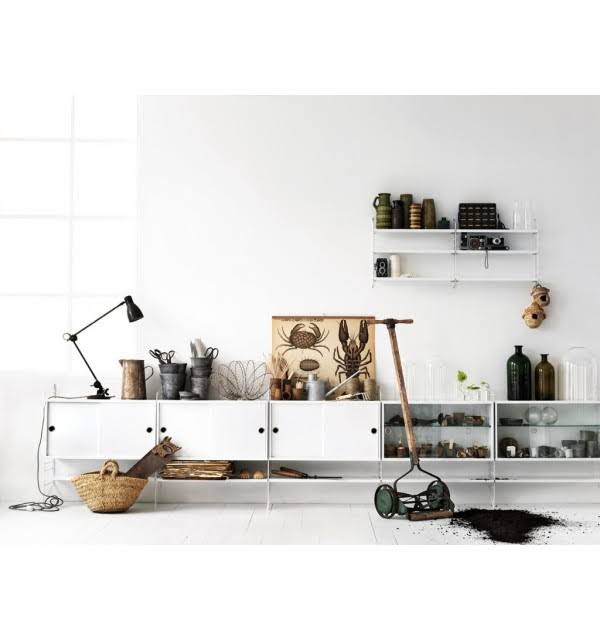 White String Display Cabinet with Sliding Glass Doors W821916