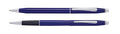 Translucent Blue Lacquer Ballpoint and Rollerball Pen Set Y70498