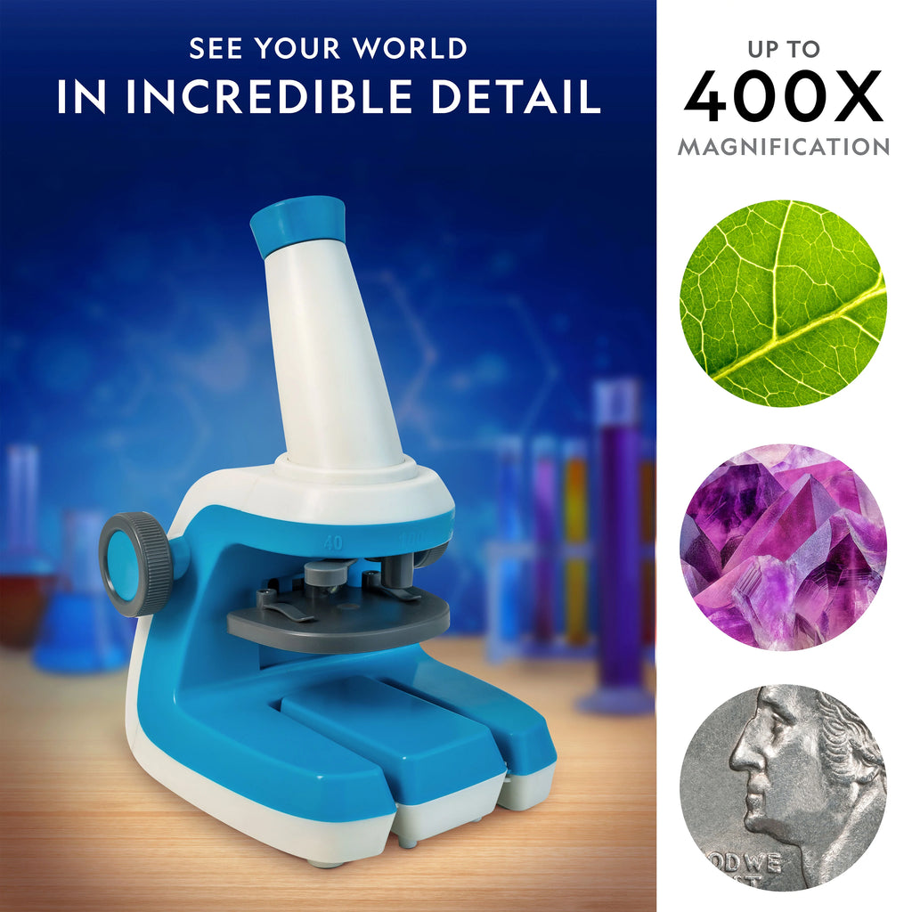 Kids Microscope with Blank and Prepared Slides, Rock & Mineral Specimens E524617