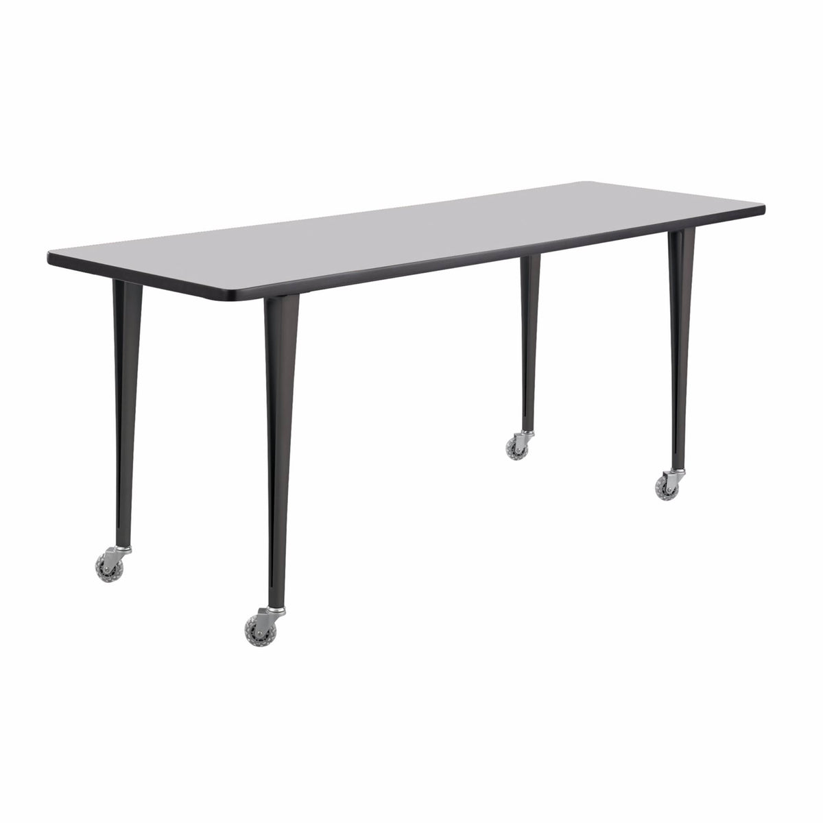 Gray/Black Post Leg Desk with Casters Q695