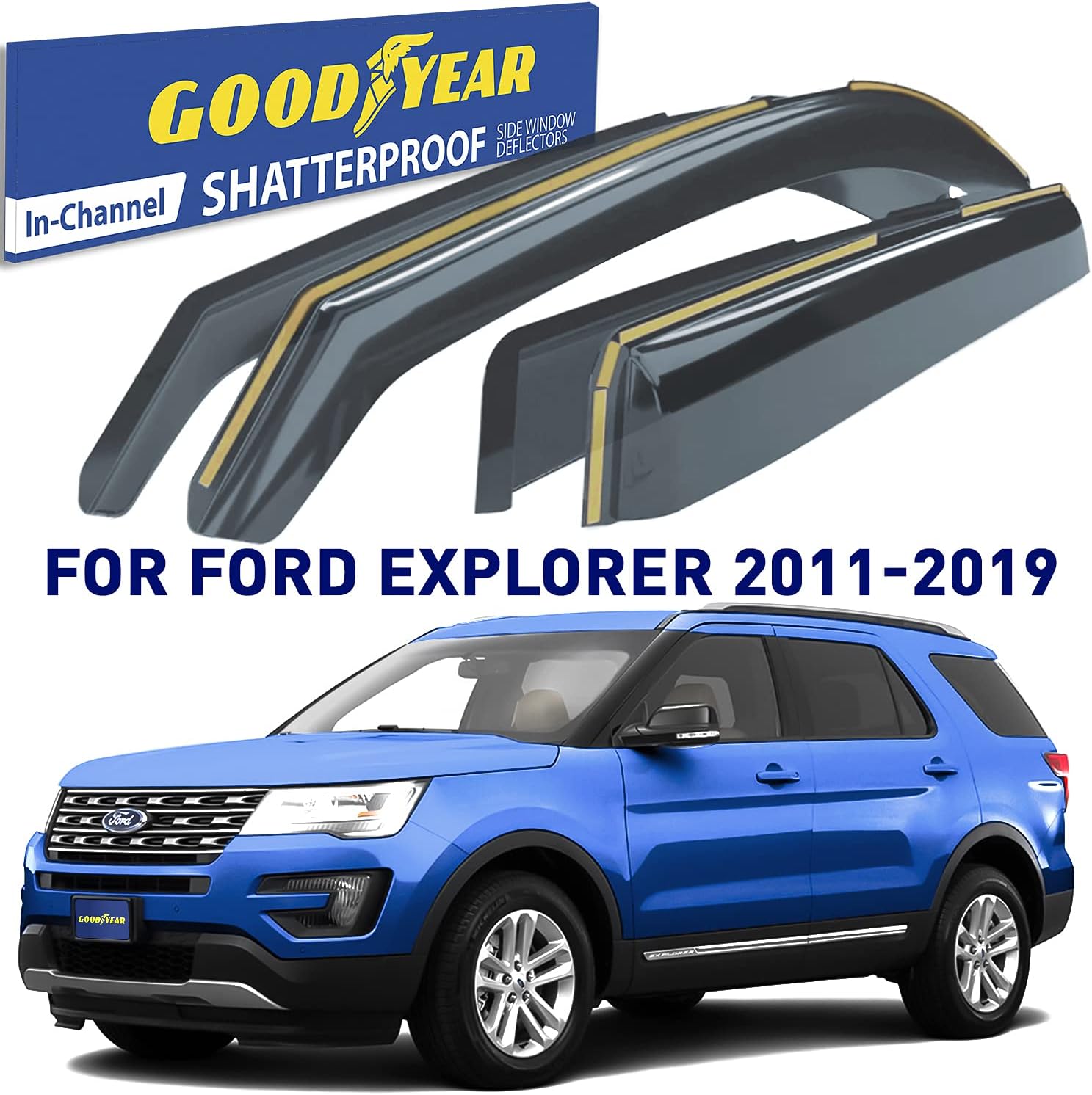 4 pcs in-Channel Window Deflectors for Ford Explorer 2011-2019 X821