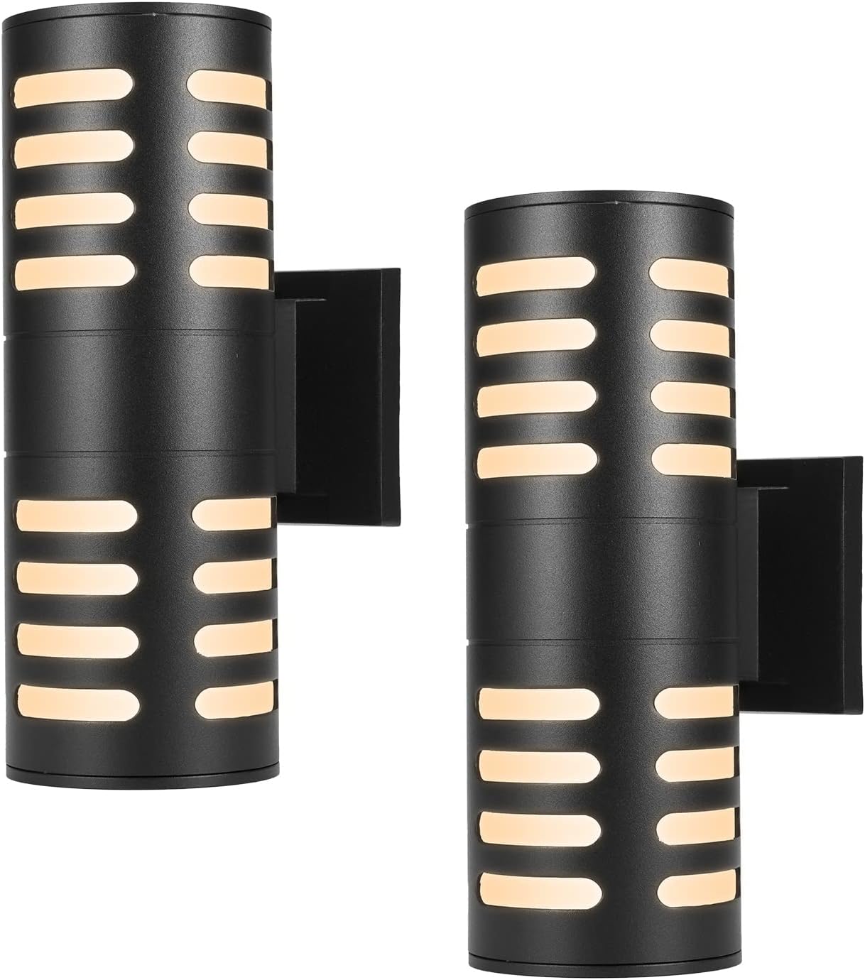 Matte Black 2 Pack Die-cast Aluminum Outdoor Wall-Mounted Light with Tempered Glass Y781764