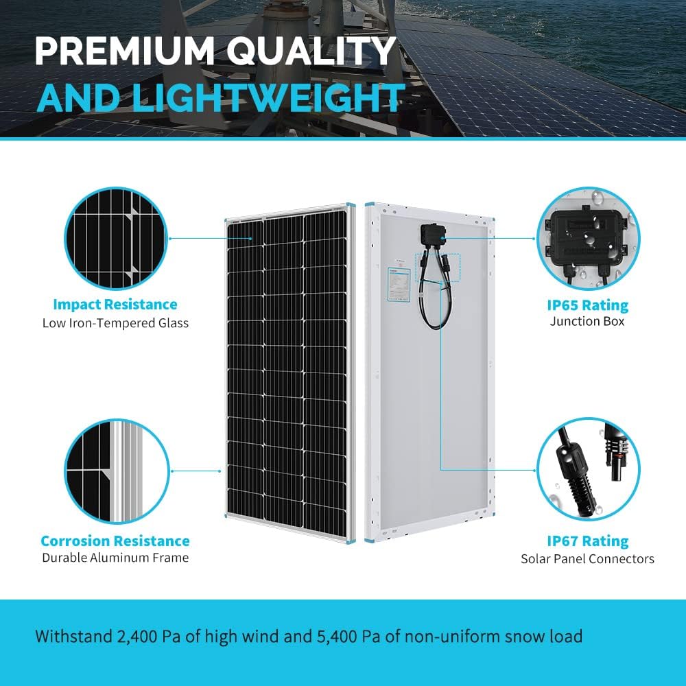 400 Watts 12 Volts Monocrystalline Solar RV Kit with 30A PWM LCD Charge Controller W197