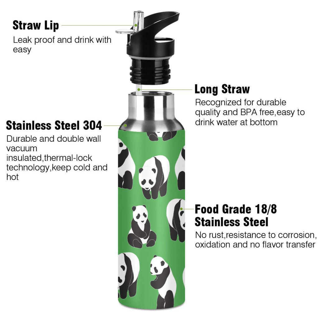 Green Stainless Steel Vacuum Insulated Water Bottle with Straw Lid 20 OZ I2280
